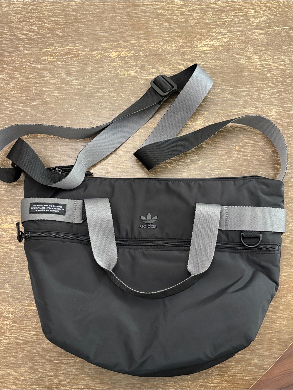 adidas Black Messenger Bag with Gray Straps